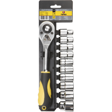 Zestaw kluczy nasadowych 1/2", 10szt. + grzechotka 190mm Topex 38D652